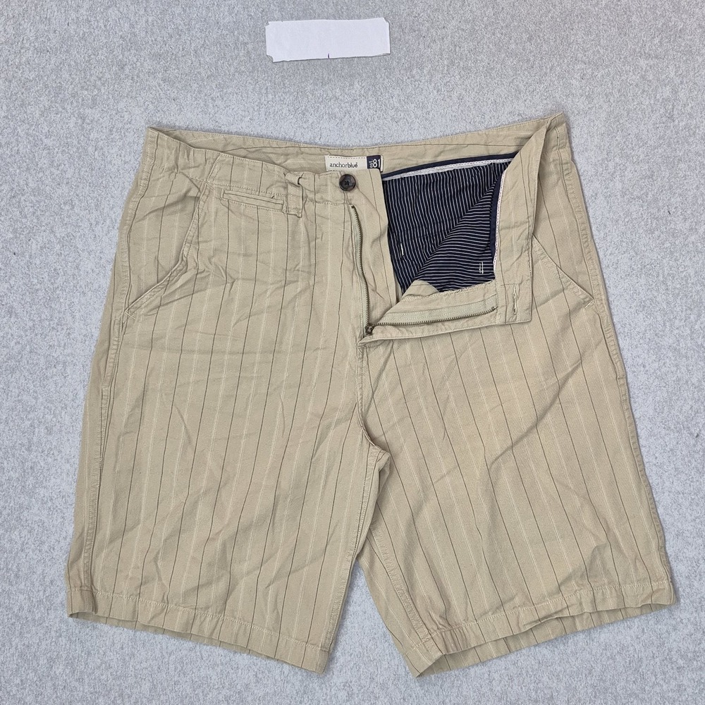 VINTAGE Anchorblue Men Shorts W 40 Beige‎ Striped Bermuda Grunge Skater Y2K